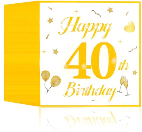 40 Stück Servietten 40. Geburtstag, Papierservietten 33 x 33 cm | 40. Geburtstagsdeko, Papier Party Servietten für Männer und Frauen, Geburtstagsfeier, Jubiläum, Tischdekoration