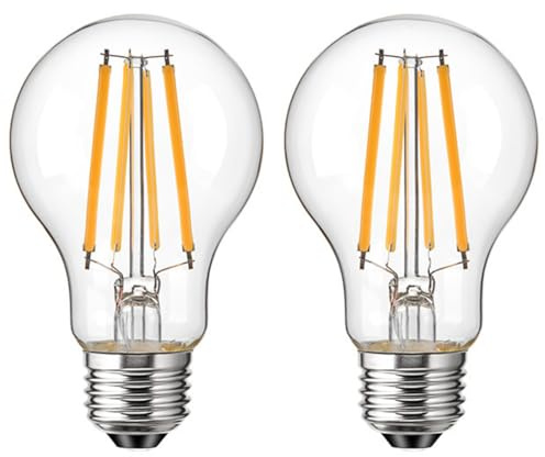 Leo's Light 12W LED Edison Lampe A60 LED Filament Lampe Dekorative Glühbirnen E27, ersetzt 100 Watt, 1200 Lumen, 3000K Warmweiß, für Hängelampe Wandleuchte Pendelleuchte 2 Stück (3000K-Warmweiß, 12W)