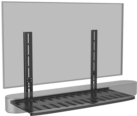 Soundbar Mount with Adjustable Height, Sound bar Mount up to 22 lbs, Soundbar Mount Under TV or Above TV, Soundbar tv Mount Bracket with Detachable Long Extension Plates,No-Slip Base Holder (BLACK)