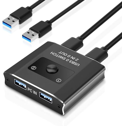 USB Switch, Bidirektionaler USB Switch 2 in 2 out KVM-Switch, Gemeinsame Nutzung von 1 Geräten zwischen 2 Computern für Drucker, für Kameras,PC, Drucker, Scanner, Tastatur,Kameras