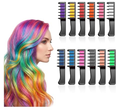 Festlicher Spaß Haarfarbe-Kamm, Haarfarbe Abwaschbar, Temporäre Glitzer-Haarfarben Haarfarbe-Kamm, Für Geburtstag Weihnachten DIY Haarfärbekamm(12pcs)
