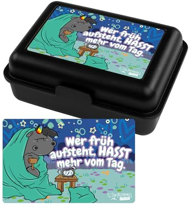 United Labels Pummel & Friends Brotdose Grummeleinhorn - Frühaufsteher Lunchbox Butterbrotdose mit Trennwand Schwarz