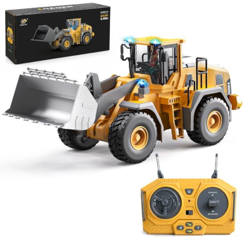 YESHIN Remote Control Wheel Loader, 1:20 Construction Vehicle for Kids, 9 Channel Metal RC Excavator with 2.4GHz Remote Control, Long Playtime, Construction Vehicle Gift for Children Ages 6+