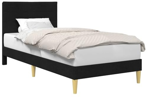 vidaXL Bettrahmen mit Kopfteil Schwarz 90 x 200 cm Stoff, Eleganter rechteckiger Bettgestell, modernes Schlafmöbel, stilvolles Schlafzimmer, langlebiges Design