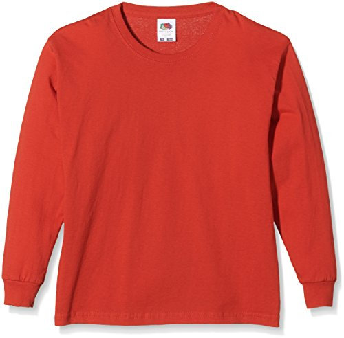 Fruit of the Loom Unisex Kids Valueweight Long Sleeve T-Shirt, Red, 3-4 Years (Manufacturer Size:22)