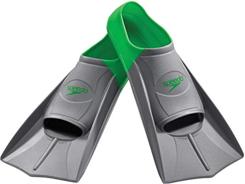 Speedo Unisex Schwimmflossen aus Gummi, Kurze Klinge, grün/grau, S – Herrenschuhgröße 38-39 | Damenschuhgröße 40-40