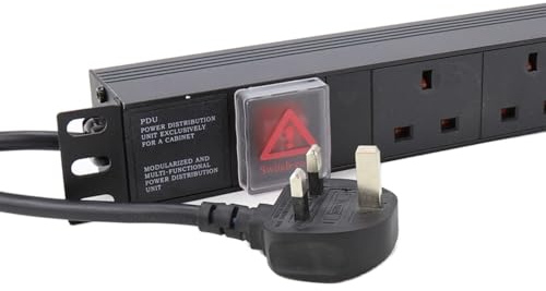 kenable PDU 6 Way UK Power Distribution Unit 19 inch Rack Mount 1U Horizontal Switched 13A with 1.8m Cable