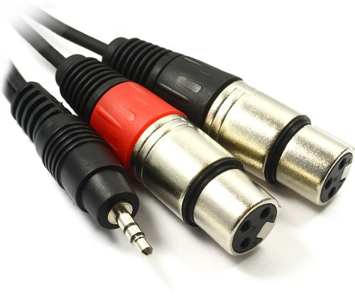 kenable 3.5mm Jack to 2 x XLR Female Cable Stereo Audio Adapter PC to Mixer 3m Black