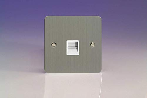 Varilight XFSTSW 1 Gang Telephone Slave Socket In Brushed Steel With White Insert