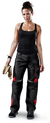 KÜBLER Workwear | Pulsschlag Arbeitsdamenhose HIGH | schwarz/mittelrot | Größe 40