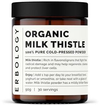 Polvere di Cardo Mariano 100% Bio 120 g - Ricco di Silimarina - a Base di Semi Spremuti a Freddo - Purifica e Disintossica - Direttamente dalla Fattoria - Crudo Vegano - Non OGM - Senza Additivi