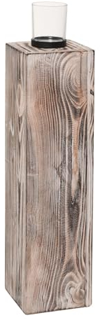 VIVANNO Windlicht Windlichtsäule Kerzenhalter Säule Recycling Holz Lumira Shabby Chic Weiß (76 cm)