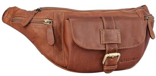 STILORD 'Sam' Vintage Bauchtasche Leder Gürteltasche groß Herren Damen Hüfttasche mit Riemen für Reisen Festival Konzert Freizeit Echtleder, Farbe:Cognac - braun