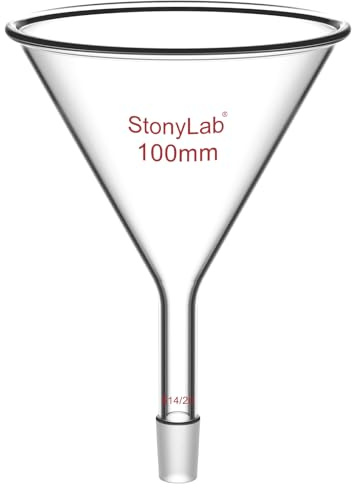 StonyLab Glastrichter Glass Trichter Pulvertrichter Glass Kurzer Stem Powder Glastrichter mit 100mm Top O.D. und 14/20 Innen Fugen Filtertrichter Glastrichter