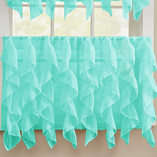 Sweet Home Collection Küchenfenster-Vorhang, Girlande oder Volant, mit stilvollen und einzigartigen Mustern und Designs für alle Wohnungseinrichtungen, 61 cm, durchscheinendes Meer