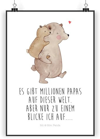 Mr. & Mrs. Panda Bild Papa Bär DIN A3 - Geschenk, Poster, Geburtstag, Muttertag, wanddeko, Kunstdruck, Plakat, drucke, Vatertag