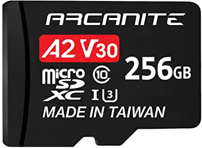 ARCANITE 256GB microSDXC Memory Card with Adapter - A2, UHS-I U3, V30, 4K, C10, Micro SD, Optimal read speeds up to 95 MB/s