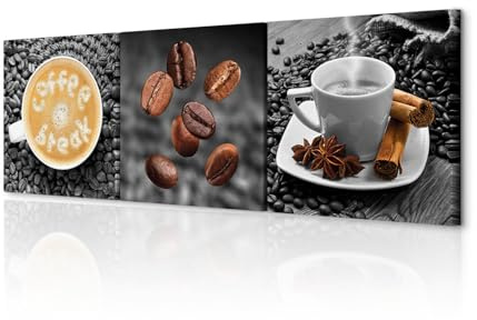 decomonkey Wandbilder Set Kaffee Coffee 90x30 cm 3 Teilig Wandbild Groß