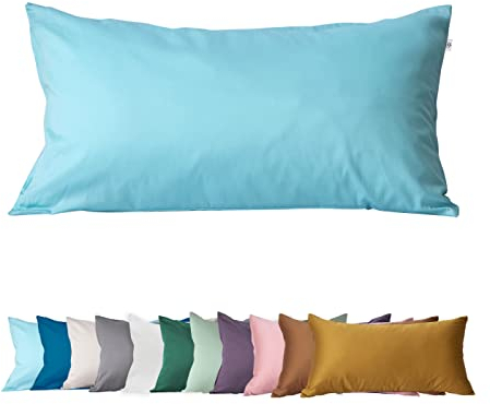 SALAD HOUSE Kissenbezug 40 x 80cm, 400TC 100% Baumwolle Satin, Superweicher Kopfkissenbezug Kissenhülle Ägyptische Extra-Langstapeliger Bettkissenbezug Pillowcase (Starlight Blue mit Reißverschluss)