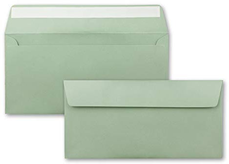 75 Brief-Umschläge DIN Lang - Eukalyptus (Grün) - 110 g/m² - 11 x 22 cm - sehr formstabil - Haftklebung - Qualitätsmarke: FarbenFroh by GUSTAV NEUSER