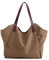PORRASSO Damen Schultertasche Große Handtasche Canvas Hobo Henkeltasche Fraue Shopper Tote für Einkaufen Reisen Arbeit Täglicher Gebrauch Braun