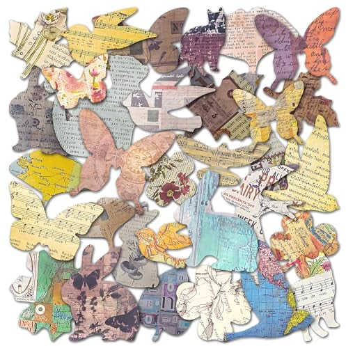 4 Packungen Vintage Scrapbook Sticker Planer Sticker Retro Scrapbook Supply Dekorativer Schmetterling Vogel Hase Blatt Aufkleber für Tagebuch Journal Kartenherstellung Kunst und Handwerk (Freedom)