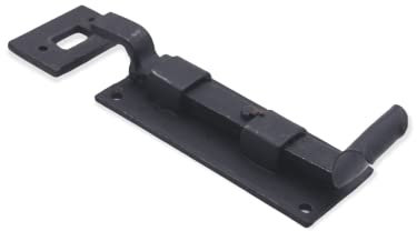 Hand Forged Traditional Black Beeswax Cranked/Necked Door Bolts 6 & 4 Fish Tail Door Bolt Wrought Iron (4 100mm)