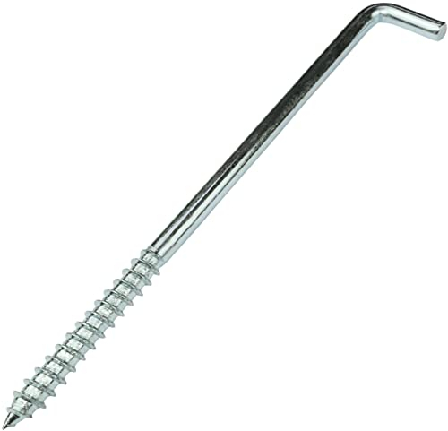 Aerzetix - C58025 - Set di 10 ganci per avvitare a forma di L Ø6x120mm - gancio con vite autofilettante - in acciaio zincato - colore argento