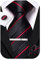 Hi-Tie Klassische Seidenkrawatten für Herren, Paisleymuster, 4 Stück, Schwarz und rot, M