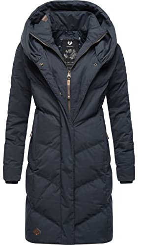 Ragwear Damen Wintermantel Warmer Steppmantel lang wasserdicht mit Kapuze Natalka Intl Navy22 Gr. XS