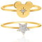Disney Stapelbares Damenring-Set Größe 7 – 18 Karat vergoldetes Sterlingsilber – Micky-Maus-Ring – CZ-Sternring – Disney Ringe, Sterlingsilber, Zirkonia, Sterling Silber, Zirkonia
