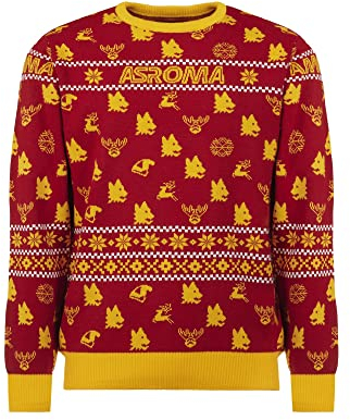 AS Roma Weihnachtspullover 2022 as Rom Pullover, Rot und Gelb, XL