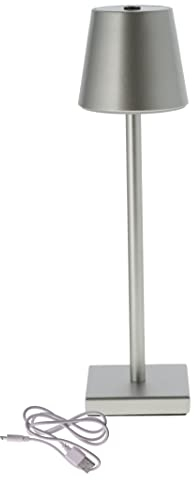 Spetebo LED Akku Touch Leuchte für Innen und Außen 38 x 12 cm - silber - Metall Outdoor Tischleuchte warm weiß - Garten Tisch Lampe Nacht Licht wiederaufladbar