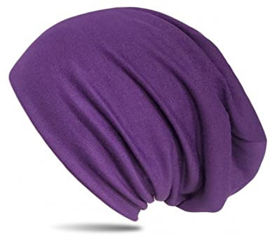 WANSSY® Damen Herren Unisex Uni Farbe Beanie Fashion schlicht ohne Muster Einheitshröße elastisch für M-XXL Kopfbedeckung Schutz vor der Sonne (Designerviolett)