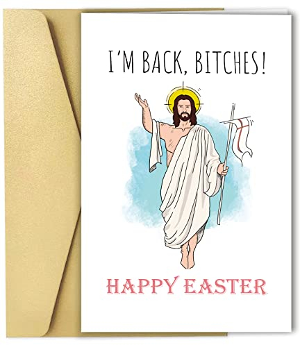 Lustige Osterkarte, Jesus Happy Easter Karte, Auferstehungssonntagskarte, I'm Back Bitches.