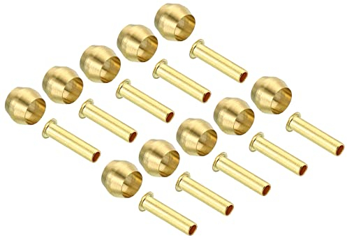 PATIKIL 4mm Tubo OD Ottone Compressione Manicotti Ghiere 60pz Ottone Ghiera Montaggio e Tubo Inserto Supporto Assortito Kit per Aria Acqua Gas Tubo