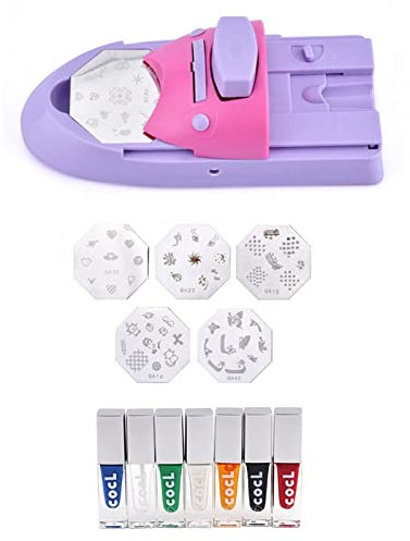 Nail Printer Machine, Mobile Time Saving Portable Nail Art Printing Machine Easy Usage Plastic Paper for DIY (Machine with Printing Oil)