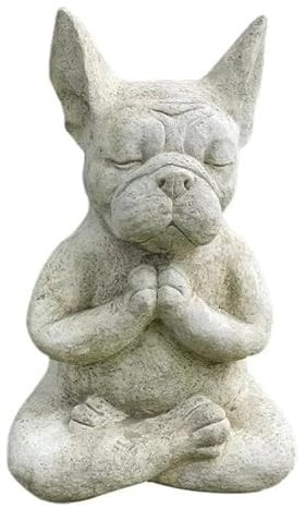 LSDZHK Meditating French Bulldog Figurine, Meditating Yoga Zen Dog Figurine, Decorative Tabletop Collectible for Home Decoration Garden Yard (Resin-Dog)