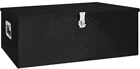 Keketa Aluminiumkiste Werkzeugbox Transportkiste Transportbox Staukasten Werkzeugkasten Aufbewahrungskoffer Alubox Alukoffer Lagerbox Schwarz 100x55x37 cm Aluminium