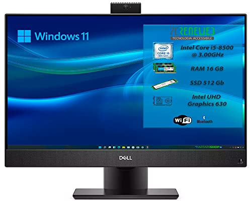 Pcrenewed Computer Desktop DELL 7460 All-In-One 23,8 Pollici con Intel Core i5-8500T Computer fisso Windows 11 Pro Preinstallato 16GB RAM 512GB SSDWiFi bluetooth Office 2021 (Ricondizionato)