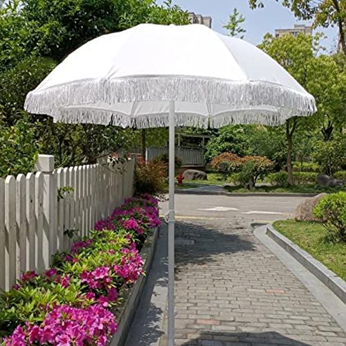 GQJNHUI Parasol De Plage Portable De 160cm, Parasol De Jardin Inclinable, Parasol Pliant D'extérieur avec Glands, 8 Baleines/Protection UV 30/matière Polyester Durable