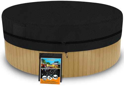 AXPQHL Runde Whirlpool-Abdeckung, Anti-UV-Außen-SPA-Abdeckungen,SPA-Whirlpoolabdeckungen Staubabdeckung Swimmingpool Staubschutzabdeckung Wasserdicht Schwarz(200 * 30 cm)