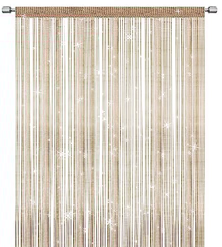 SULIVES Fliegengittervorhang für die Tür, elegante Trennwand, Quaste für Heimdekoration, Türen und Fenster, Champagner, 100 x 200 cm