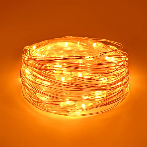 Dalugo Orange Lichterkette Batterie, 5m 50 LED Orange Innen Lichterketten mit Batterie für Halloween, Weihnachten, Wohnkultur