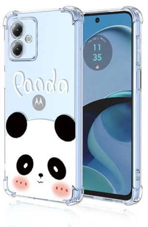 SEAHAI Hülle für Motorola Moto G14, Bunte Schön Blumen Ultra Dünn Transparent Handyhülle Weich Silikon TPU Bumper Stoßfest Case Schutzhülle - Panda