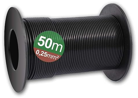 world-trading-net - Schaltlitze 0,25mm², schwarz, Länge 50m, auf Kunststoffspule, Aufbau 50 x 0,08mm, Leiterquerschnitt 0,25mm²