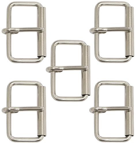 AERZETIX - 5er-Set Gürtelschnallen mit rolle mit dornschließe - aus metall - vernickelt - kurzwaren lederwaren taschenhenkel leder gurtband jeans tasche hundehalsbänder