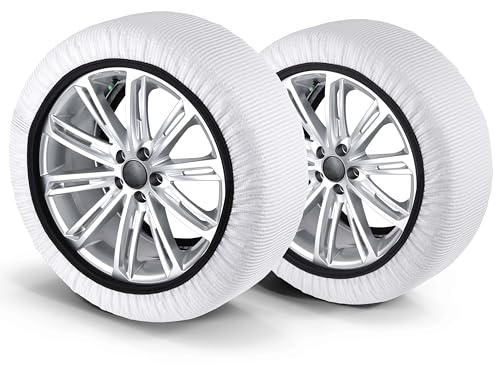 Walser Premium Textile Schneeketten nach EU Norm 16662-1 homologiert, Qualitätssieger Sehr Gut*, 2er Set Textilschneekette Snow Sock, Anti-Rutsch Auto Schneeketten, Car Snow Chains weiß XXL