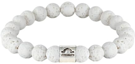 CECE&COLE Sternzeichen-Armband, Naturstein, Weiße Lava, Modische Armbänder, Handgefertigtes, Perlengewebtes Stretch-Perlen-Armband Für Männer Und Frauen, Waage, Verstellbar