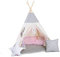 Kinder Teepee Tipi Set für Kinder Spielzeug drinnen draußen Spielzelt Zelt 8 Elemente dabei Tipi-Set Indianer Indianertipi mit Fenster usw.(mit kleinem Zubehör Wolfstern Rosa)